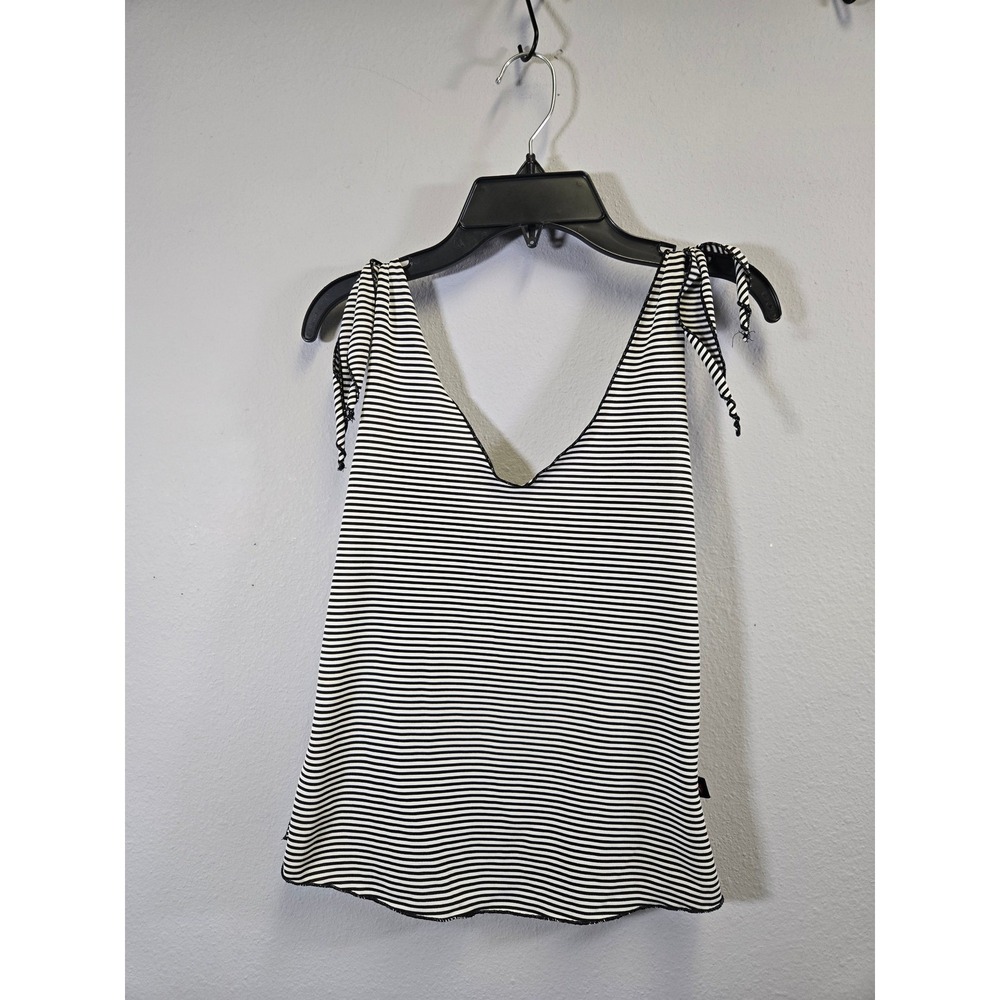 Hot Kiss Striped Y2K Tie Shoulder V-Neck Tank Top Medium